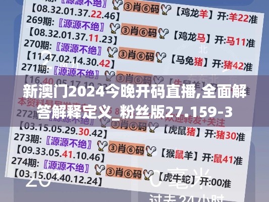 新澳门2024今晚开码直播,全面解答解释定义_粉丝版27.159-3