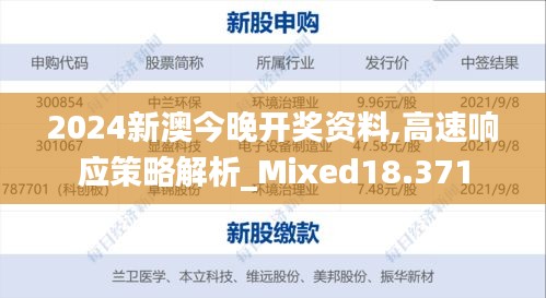 2024新澳今晚开奖资料,高速响应策略解析_Mixed18.371