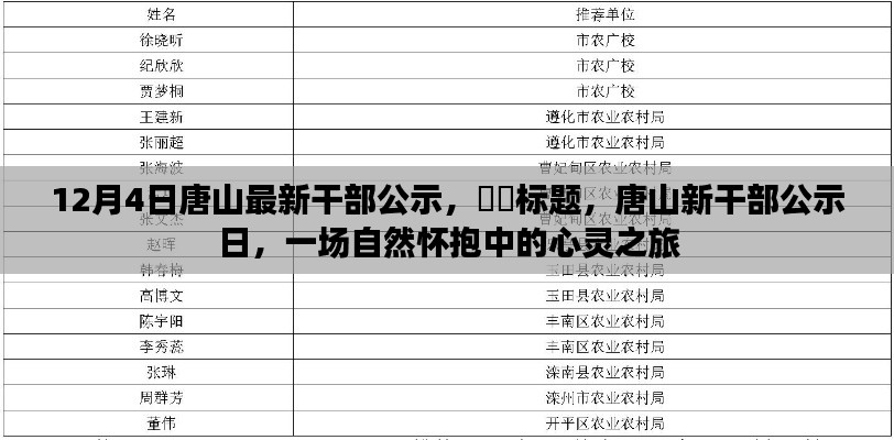 12月4日唐山最新干部公示，​​标题，唐山新干部公示日，一场自然怀抱中的心灵之旅