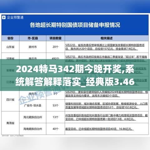 2024特马342期今晚开奖,系统解答解释落实_经典版3.467