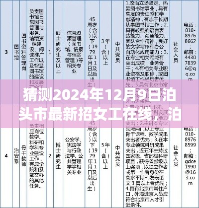 泊头市最新女工在线招聘，特性、体验、竞争分析与目标用户洞察（2024年）