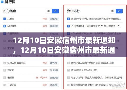 安徽宿州市政策更新详解，12月10日最新通知与民众生活紧密相关事项解析
