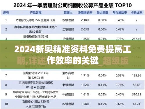 2024新奥精准资料免费提高工作效率的关键