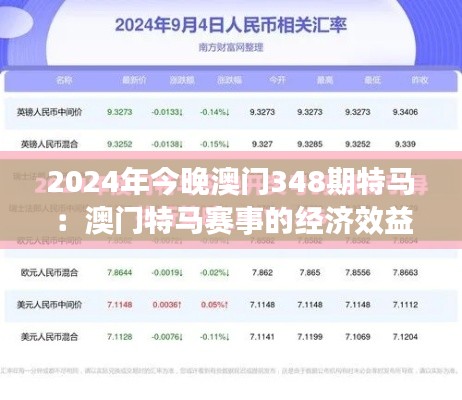 2024年今晚澳门348期特马：澳门特马赛事的经济效益分析