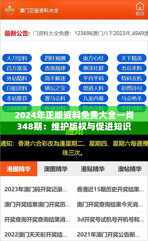 2024年正版资料免费大全一肖348期：维护版权与促进知识传播的平衡