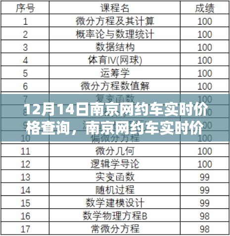 南京网约车实时价格查询，掌握出行成本，了解12月14日网约车费用