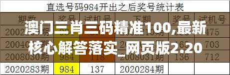 澳门三肖三码精准100,最新核心解答落实_网页版2.202