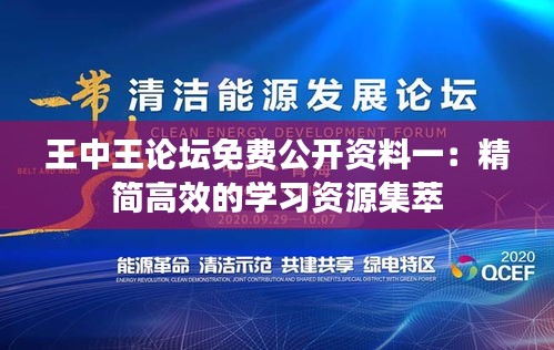 王中王论坛免费公开资料一：精简高效的学习资源集萃