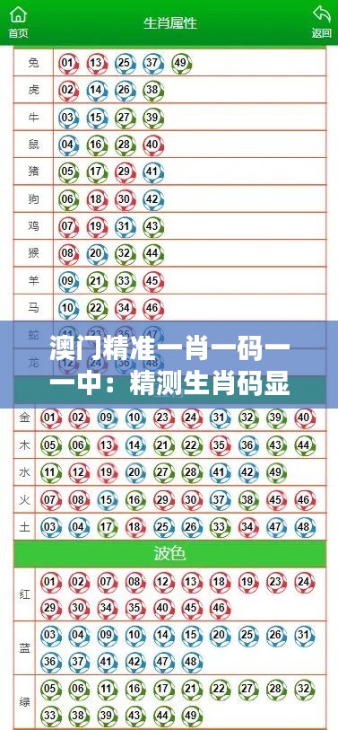 澳门精准一肖一码一一中：精测生肖码显神通