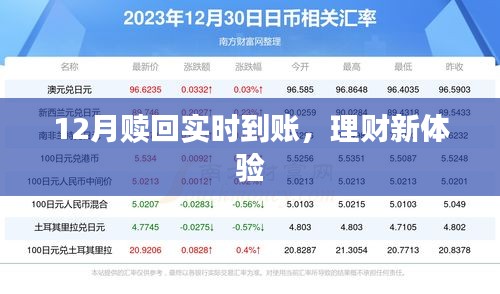 12月赎回快速到账，开启理财新纪元