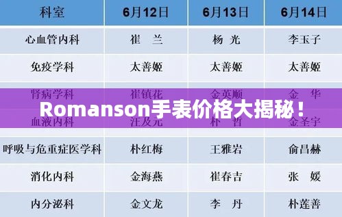 Romanson手表价格大揭秘！