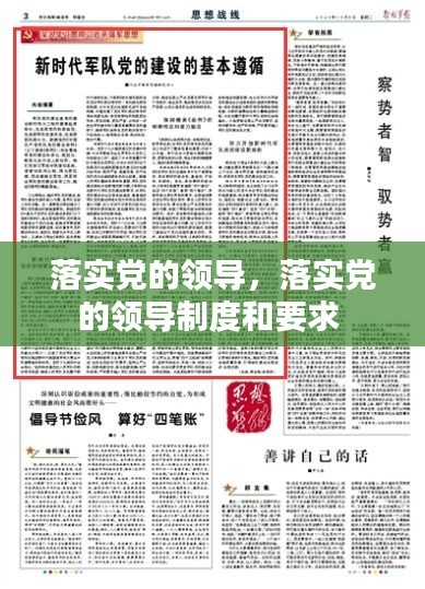 落实党的领导，落实党的领导制度和要求 