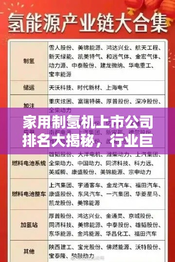 家用制氢机上市公司排名大揭秘，行业巨头一览无遗！