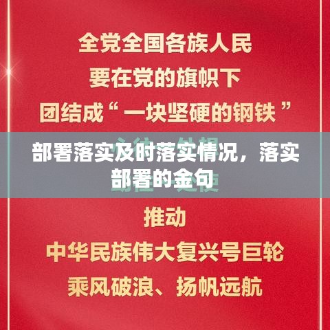 部署落实及时落实情况，落实部署的金句 