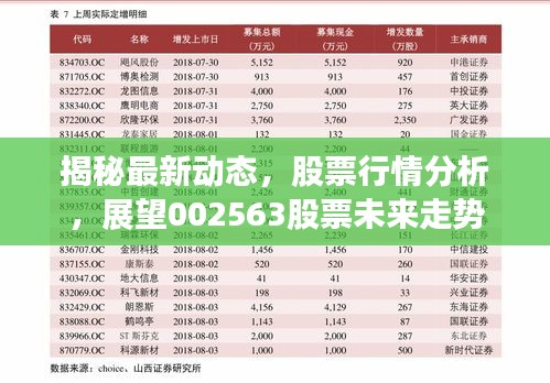 揭秘最新动态，股票行情分析，展望002563股票未来走势