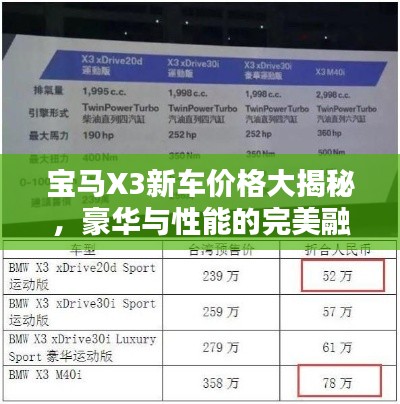 宝马X3新车价格大揭秘，豪华与性能的完美融合