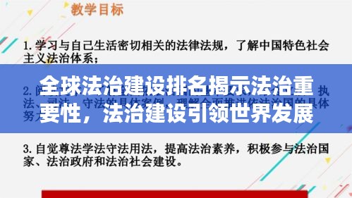 全球法治建设排名揭示法治重要性，法治建设引领世界发展之路
